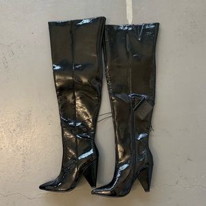 NWT F21 Thigh High Patent Leather Boots